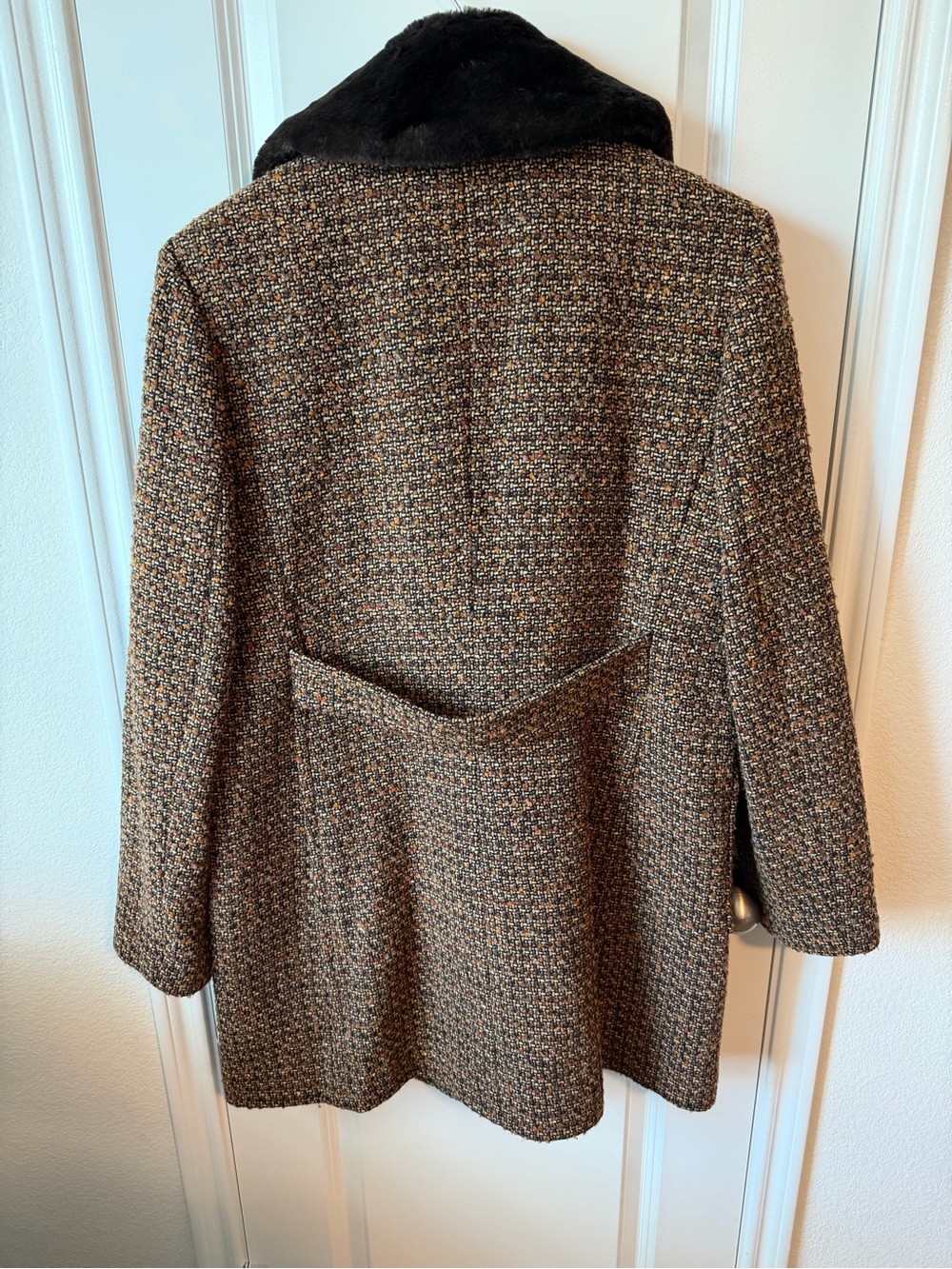 ⚡️Donatella Tweed Toggle Coat with Faux Fur Collar - Brown - Picture 2 of 6